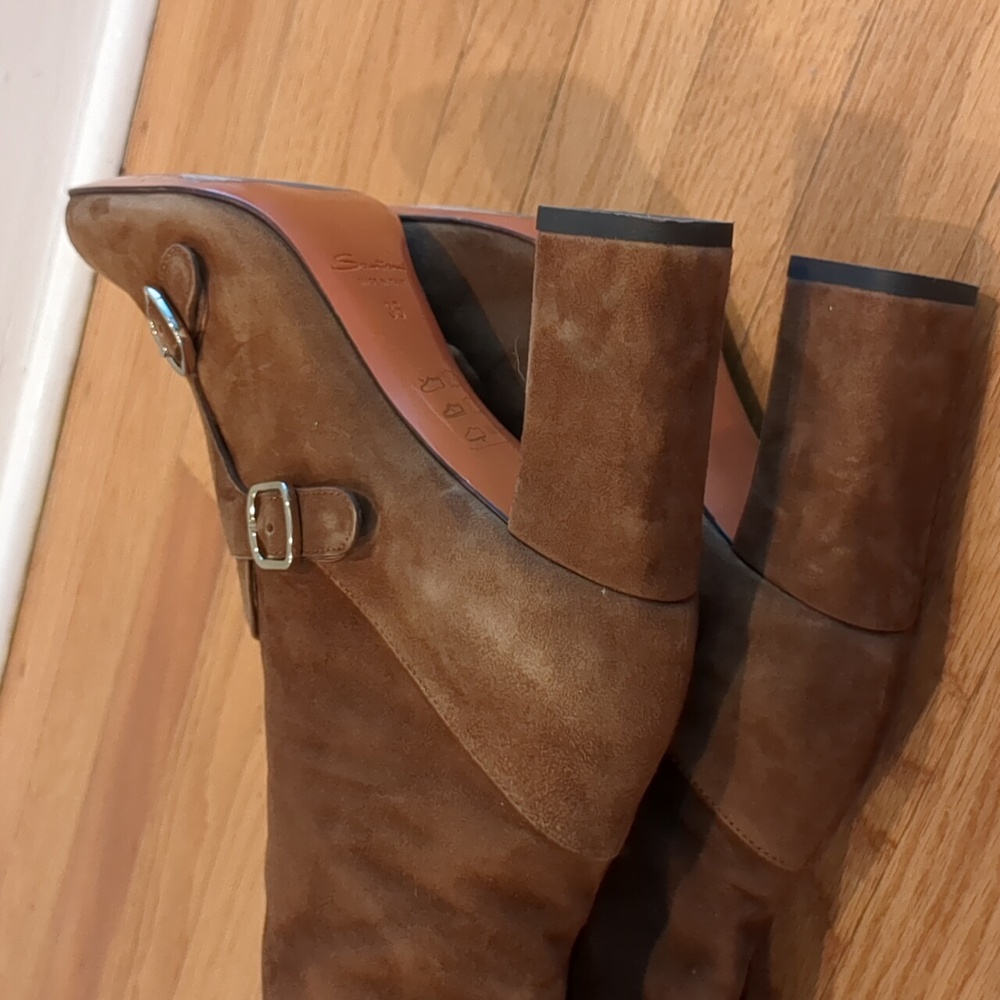 Santoni Rose Collection Italian Suede Leather knee high boots zip up W36 - Picture 9 of 15